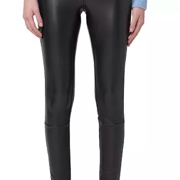 HUE Faux Leather Suede Lining Taper Leg Legging/Pant stretch pull on women’s L - Picture 2 of 13